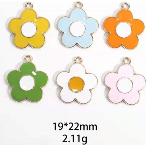 Color Five-Petal Flower Dripping Oil Alloy Jewelry Accessories Headgear Earrings Pendant Pendant Korean Version Of The Explosion