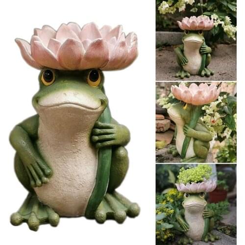 Decor Frog & Summer Garden Decoration Ornaments Landscape & Creative Gift Resin Yard Statue Bird Feeder JDH88