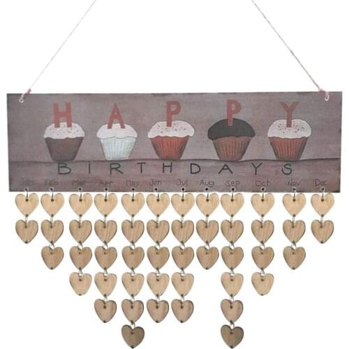 Wood Happy Birthday Calendar Floating Shelves Home Modern Wall Art Decor Advent Calendar d91126