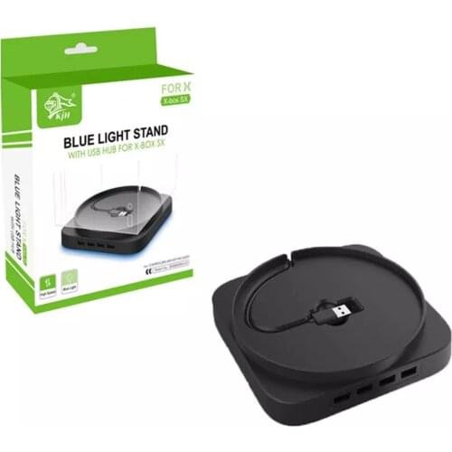 Bottom Phantom Blue Light XSX Vertical Stand Secure Bracket Holder Dock Base with 4 USB 2.0 Hub for Xbox Series X Game Console