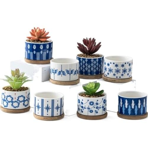 Small Ceramic Cylinder FlowerPot Bonsai Plant Succulent Planter Pot Desktop Office Decor Minimalist Style Glazed Flowerpot