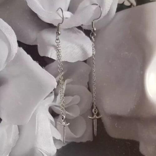 New Style Mini Jewelry Gothic Tiny Zinc Alloy Dagger Drop Earrings Happiness Jewelry for Women