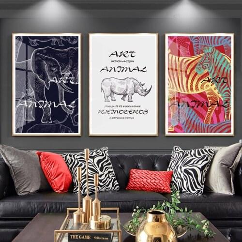 Nordic Fashion Animal Poster Art Decoration Painting Niche Restaurant Triple Combination Cute Modern Style