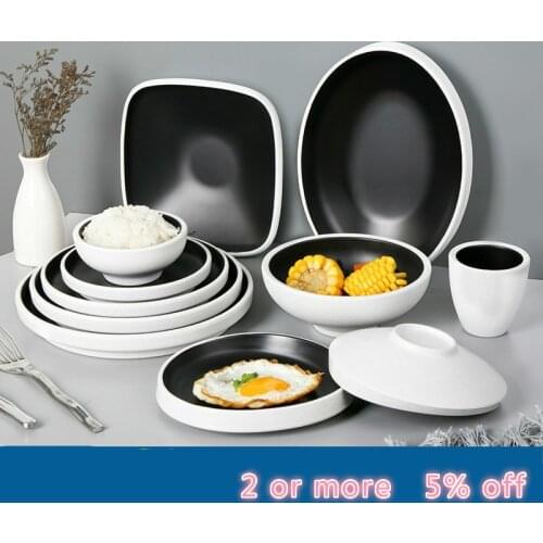 Melamine Northern European style outdoor tableware set plastic imitation porcelain bowl dish plate hotel fall resistant cutlery