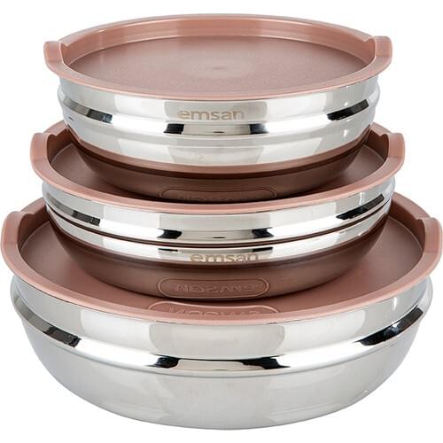 Emsan Demre 6-Piece Combination Sahan Set Golden Pink ---- Stainless Steel 6-Piece Combination of Demre Sahan Set foods with long time tazel