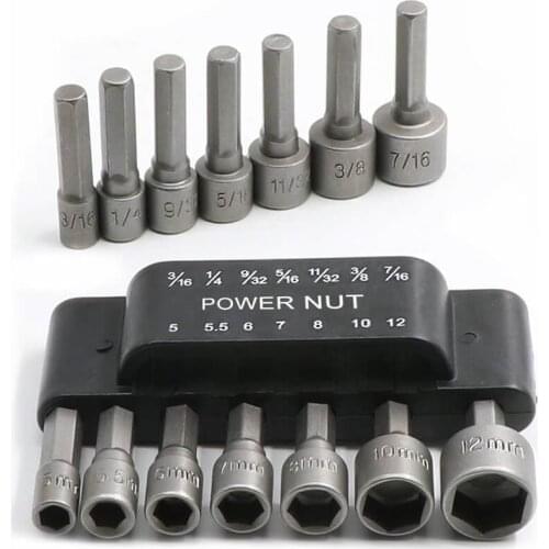 14Pcs Hexagon Nut Driver Drill Bit Set Drill Bit Set Power Nut Driver Screwdrivers 1/4 Hex Shank Socket Metric Wrench Screw