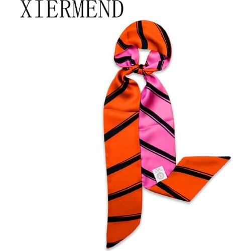 2021 new Spring summer scarves ins small striped scarf French hair band narrow slender little ribbon women skinny scarf