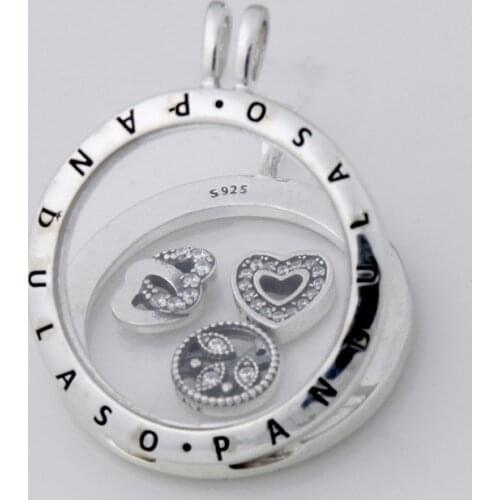 Love Family Petite Floating Locket Large Pendant Choker Original 925 Silver Charm Necklaces & Pendants for Women DIY