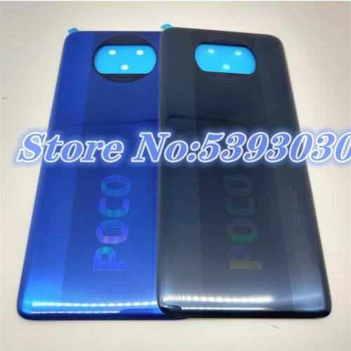 Original Rear Battery Door For Xiaomi POCO X3 NFC Back Housing Cover Case with adhesive Replacement parts