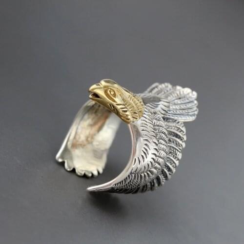 925 Sterling Silver European And American Flying Eagle Open Ring Fashion Part Jewelry Gifts Retro Fashion Trend Jewelry