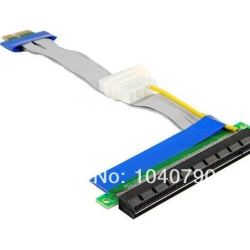 PCI-E PCI E Express 1X to X16 Riser Card Flexible ribbon Extender Cable with molex power supply cable for bitcoin miner