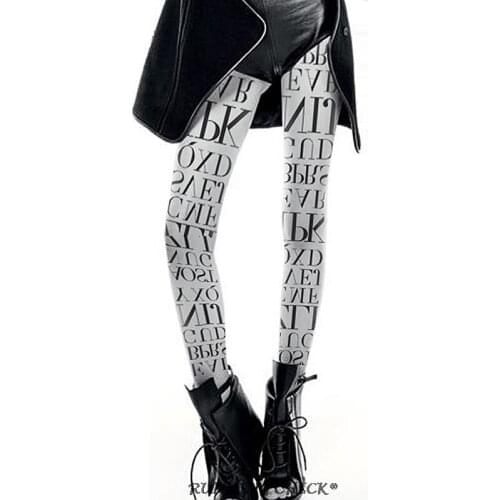 Inverted English Letter 3d Print Pantyhose Dropship