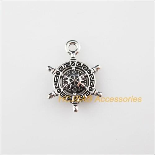 New 30Pcs Tibetan Silver Color Ocean Sea Rudder Charms Pendants 13.5x18.5mm