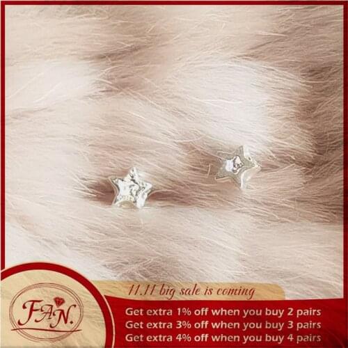 2021 Popular INS Trendy Hot Sale Cute Lovely Girls & Women Simple Silver Color Little Star Style Fashion Stud Earrings Nice Gift