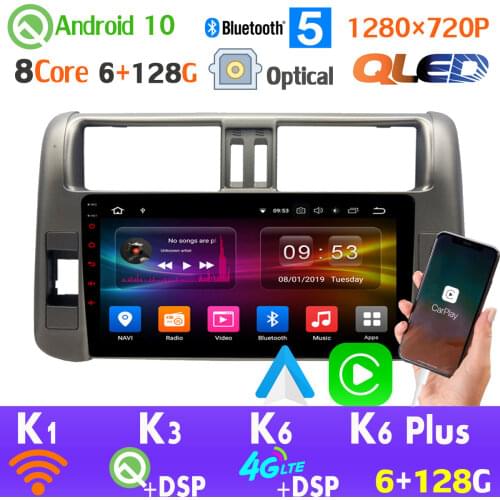 QLED 1280*720 6+128G Android 10.0 Car GPS Radio For Toyota Land Cruiser Prado 150 2009-2013 AHD 1080P HDMI Car Multimedia Player
