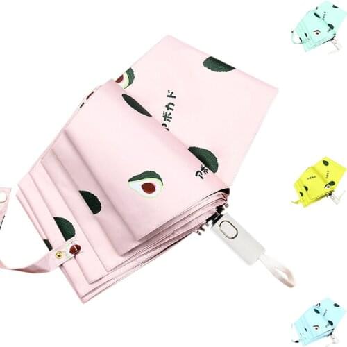 Cartoon Fruit Avocado Umbrella Automatic Folding Automatic Umbrellas UV Lovely Rain 3 Fold Umbrella