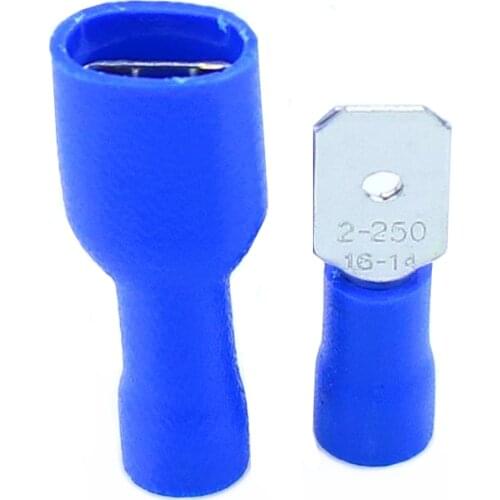FDFD2-250 MDD2-250 blue 6.3mm 16-14AWG Wiring Connector Insulated Crimp Terminal Spade