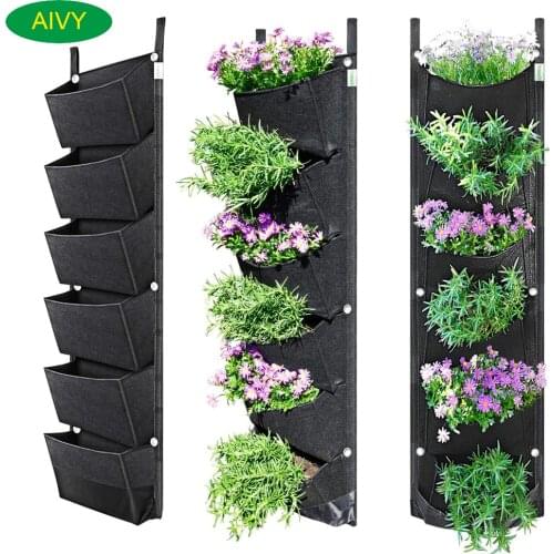 1 Pcs 6 Pockets Best Plant Grow Bag Large Space Waterproof Breathable Flower Pot Use For Garden Courtyard Office Home Decoration