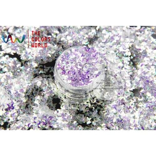 TCR6321A White with blue light shinning colors glitter Moon shapes 3MM size amazing sparkles for Nail Art and DIY supplies