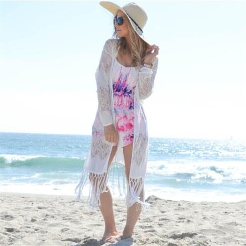 Tunics for beach Long Lace Beach Dress Women Swim Cover up Plus size Saida de Praia Robe de Plage Kaftan Beach Cover up #Q1011
