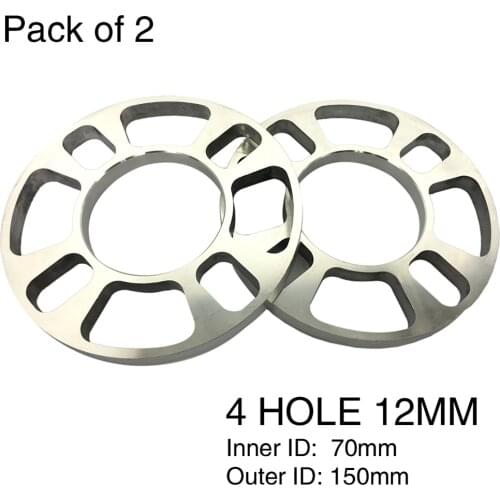 New Universal Tirol 2Pcs Universal Aluminum 4 Hole Disc Brake Spacer Kit 5mm 12mm Thick Wheel Spacer
