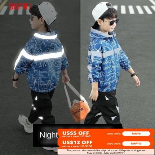 Spring and Autumn Teens Boy Clothes Tracksuit Casual Sports Suit Baby Girls Kids Reflective Costume Children Clothing Set