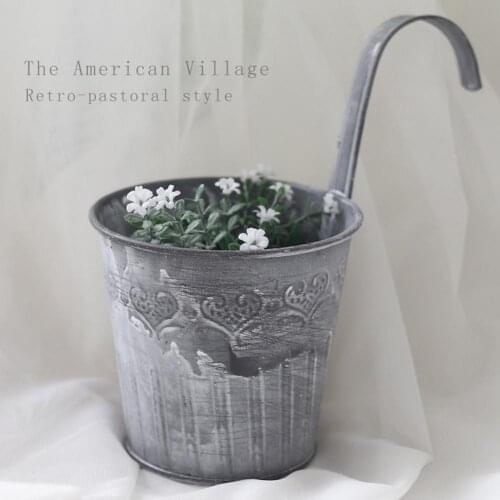 Vintage Metal Tin Bucket Flower Herbal Plants Flower Pot Table Pots Irrigation Container Can With Handle Home Garden Hanging De