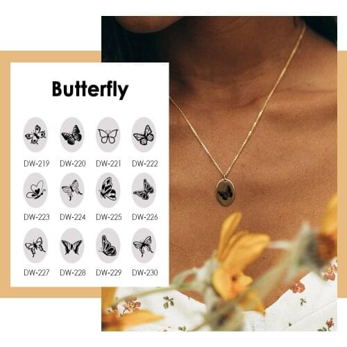 Visunion Stainless Steel Gold Color Necklace Trendy Design Butterfly Animal Pattern Necklace Jewelry Engraving Necklace Female