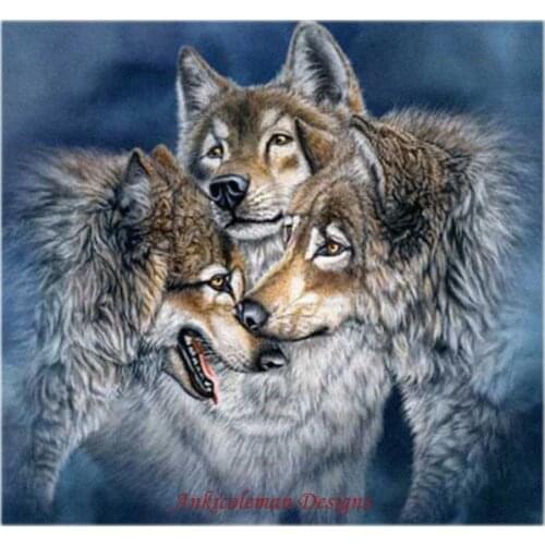 Embroidery Counted Cross Stitch Kits Needlework - Crafts 14 ct DMC Color DIY Arts Handmade Decor - Three Wolves