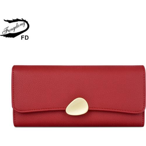 Fengdong anti rfid leather wallet for women clutch phone wallet long leather purse credit card case money bag mothers day gift