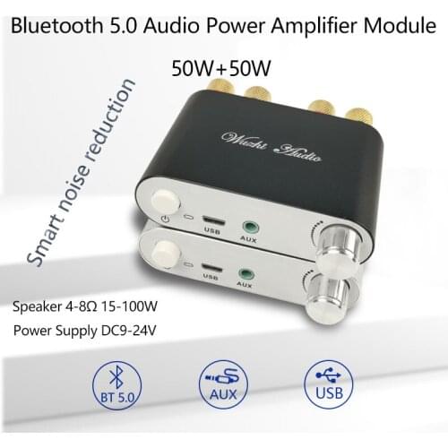 ZK-502D TPA3116D2 Bluetooth 5.0 Subwoofer Amplifier Board 2*100W 2.0 Channel High Power Audio Stereo Amplifier Board Bass AMP