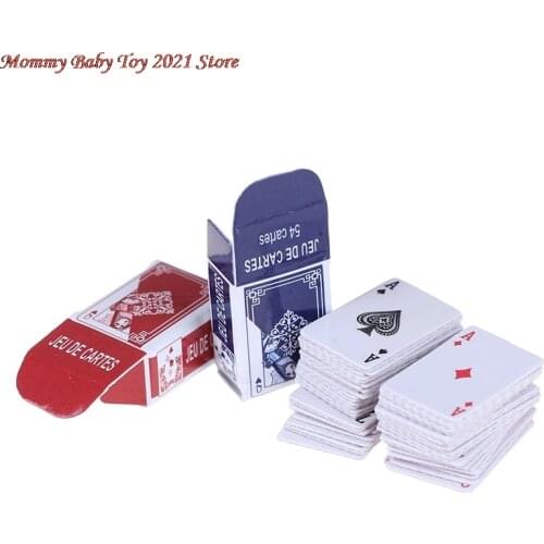 1set Mini Poker Playing Cards Style Random Funny Models Poler Cute Miniature Doll Toys Decorative 1:12 Dollhouse Accessories