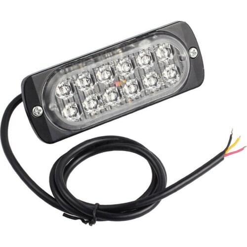 1pc Ultra-thin 12V 24V 36W High Power Car Truck Amber 12LED Emergency Strobe Flashing Warning Police Light