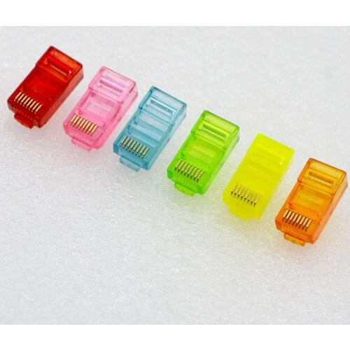 10pcs NEW RJ45 Network Connector CAT5e Ultra five kinds 8P8C Color Crystal Head Terminals for utp Ethernet Cable Free shipping