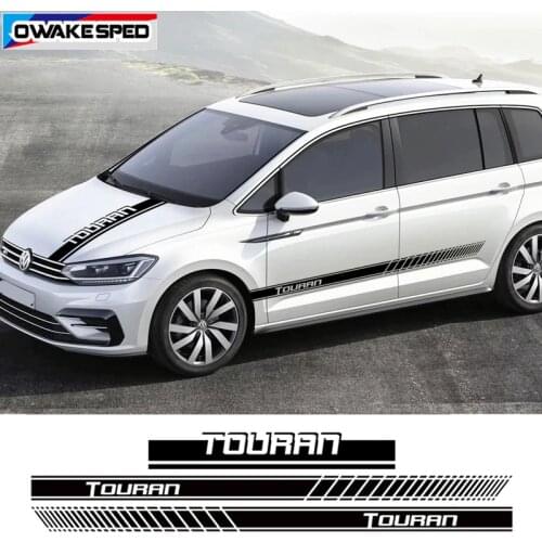 3 pcs/lot Car Styling Body Door Side Skirt Decor Sticker For-Volkswagen Touran Auto Hood Bonnet Sport Stripes Vinyl Decals