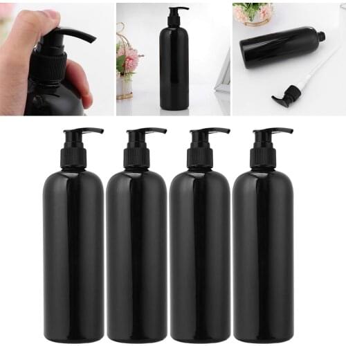 4Pcs 500ml Black Liquid Soap Bottle Shampoo Bottle Lotion Pump Bottle Portable Dispensing Bottle Home