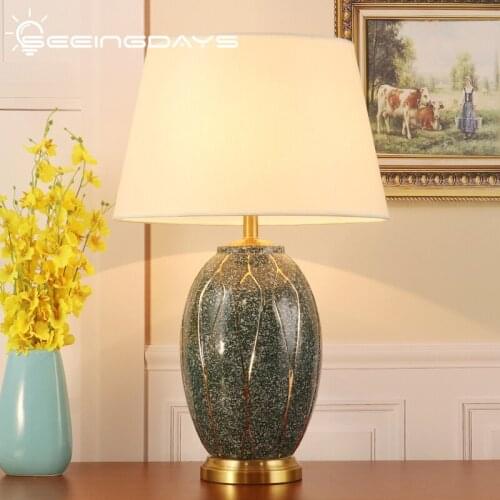 40x64cm American Ceramic Table Lamp for Living Room Post-Modern Vintage Upscale Luxury Engineering Hotel Bedroom Bedside Lamp