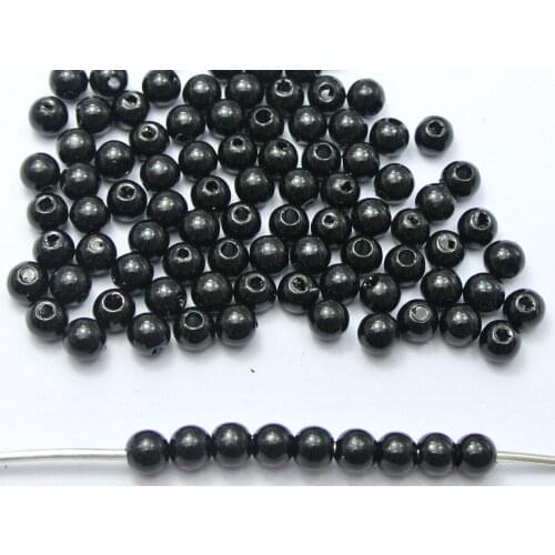 500 Pcs 6mm Plastic Faux Pearl Round Beads Black Imitation Pearl