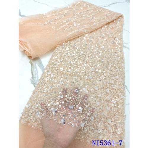 African Mesh Lace Fabric 2021 High Quality French Net Lace Fabric Nigerian Sequins Lace Fabric Composite Special Bead Embroidery