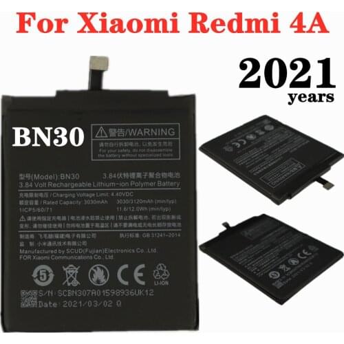 2021 Years BN30 Battery For Xiaomi Redmi 4A Redrice Hongmi 4A Phone Battery 3120mAh High Capacity Replacement Batteries