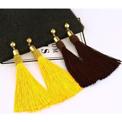 Bohemia 11cm Tassel Earrings For Women Long Drop Earrings Green Flesh Pink Green Gray 11 Colors Earing Jewelry Wholesale M922