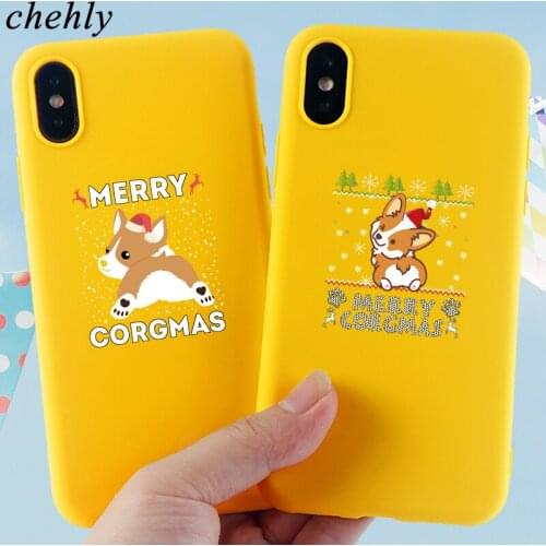 Christmas Phone Case for iPhone 6s 7 8 11 12 Mini Plus Pro X XS MAX XR SE Corgi Cases Soft Silicone Fitted TPU Accessories Cover