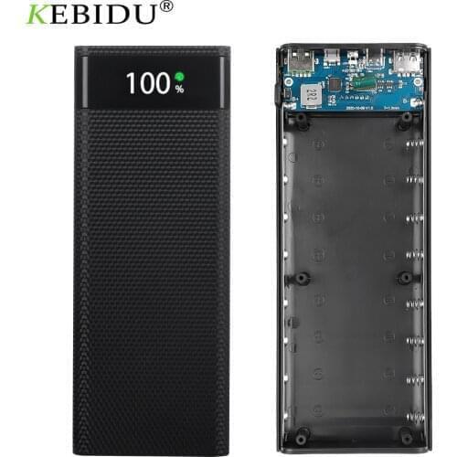 DIY 8X18650 Case Battery Charge Storage Box Dual USB Micro USB Type C Power Bank Shell 5V Super Fast Charge Without Battery