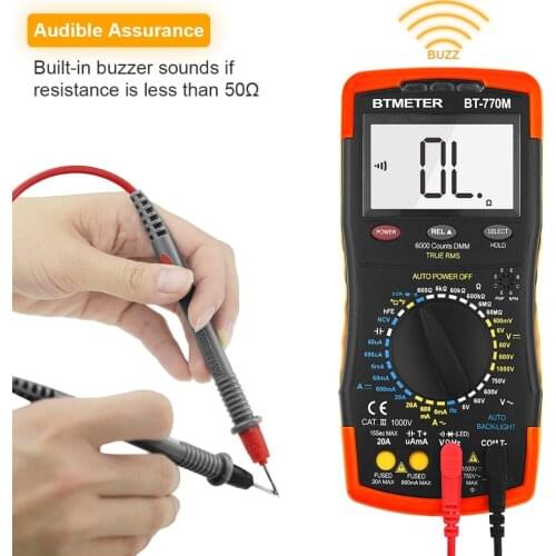 BTMETER BT-770M Digital Multimeter True RMS Auto Ranging 6000 Counts AC/DC Voltage Meter Diode Test NCV with Back Light
