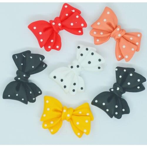 Resin Flatback White Dot Bows Embellishments,DIY Scrapbook Making Crafts,Hair-Clip Center Decorations
