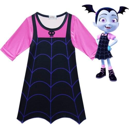 Kids Vampire Costume Girl Headband Girls Princess Dresses Vampirin Children Birthday Party Fancy Cosplay Clothing Girls Dress