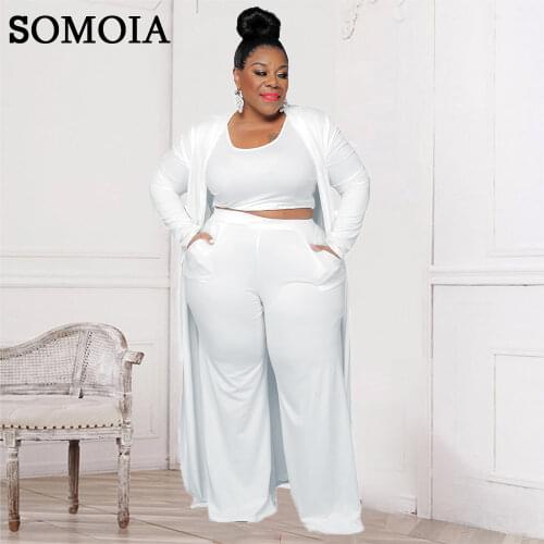 Loungewear Women Plus Size Sets 3 Piece Set Long Cardigan Crop Vest and Wide Leg Pants Casual Matching Suit Home Wear Wholesale