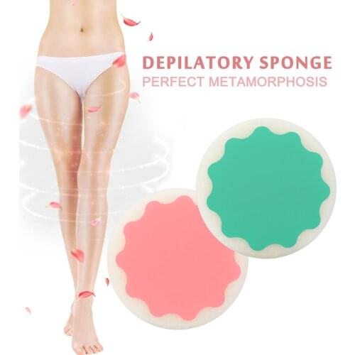 Painless Hair Removal Depilation Sponge Double-sided Pad Round Shape Waxing Polishing Face Arm Leg Hair Removal Tool