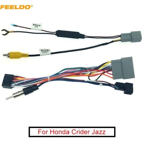 FEELDO Car 16pin Audio Wiring Harness For Honda Crider Jazz Aftermarket Stereo Installation Power Wire Adapter