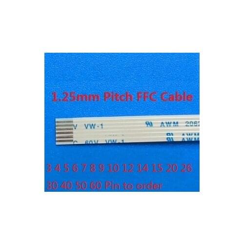 100pcs Flexible Flat Cable FFC 4 5 6 7 9 10 12 14 15 16 20 24 26 30 40 50 60 PIN 1.25 mm pitch Contacts same Sides directions